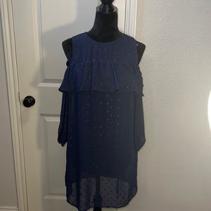 Navy Long sleeve cold shoulder dress